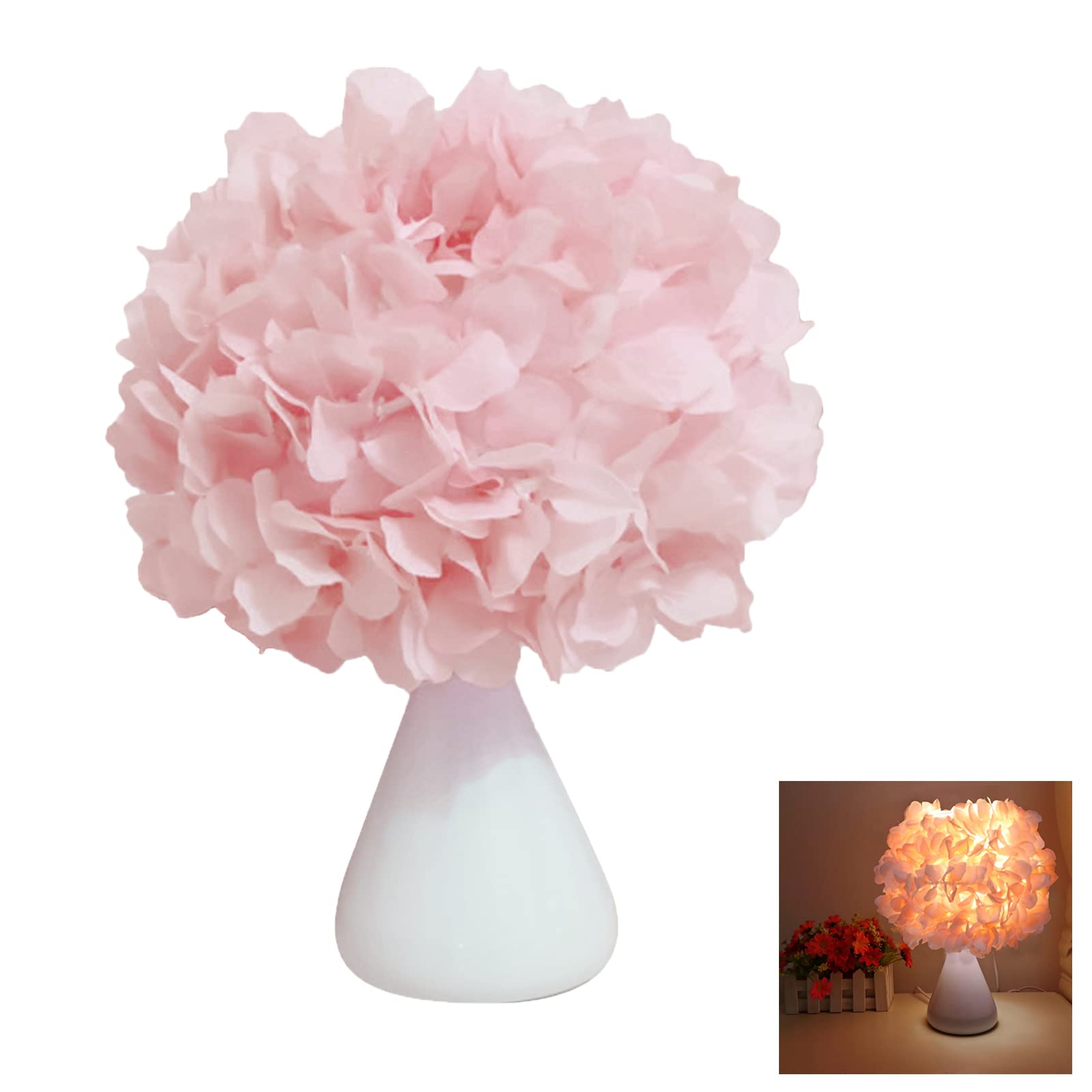 Fiacvrs Petal LED Table Lamp - Immortal Artificial Flower Home Decor - Simulation Party Lighting for Wedding Gift (Pink)