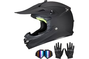 MXJ GEAR Youth Kids Dirt Bike Helmet for Boys & Girls,F001 Full Face Motorcycle Helmet for Off-Road ATV Street Riding Four Wheeler Mountain Bike with Goggles Gloves,DOT Approved