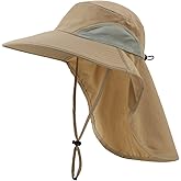 Home Prefer Outdoor UPF50+ Sun Hat Wide Brim Mesh Fishing Hat with Neck Flap