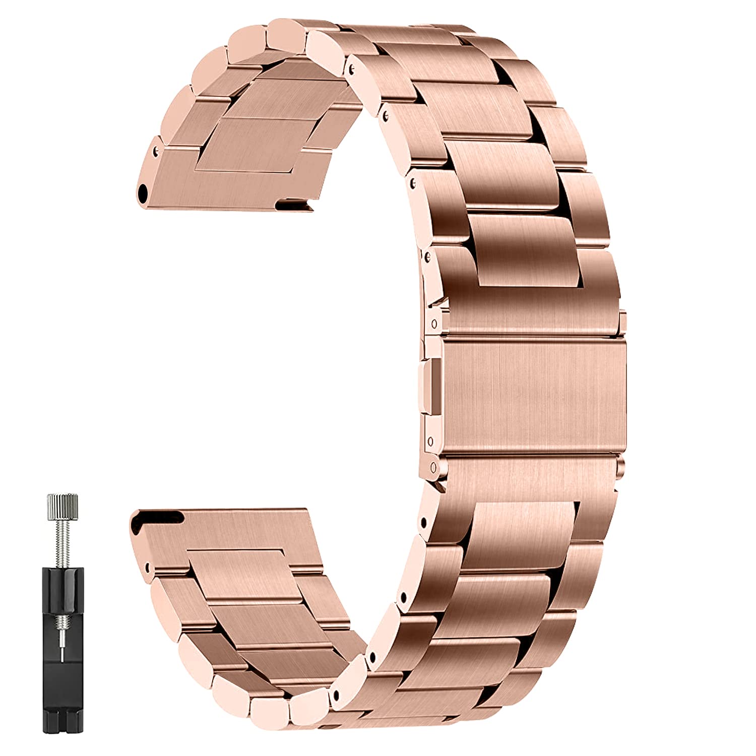 Photo 1 of QUNDAXI Watch Band 14mm 16mm 18mm 20mm 22mm 24mm luxury Stainless steel metal Quick Release Watch Bands for Men and Women (22mm, Rose gold)