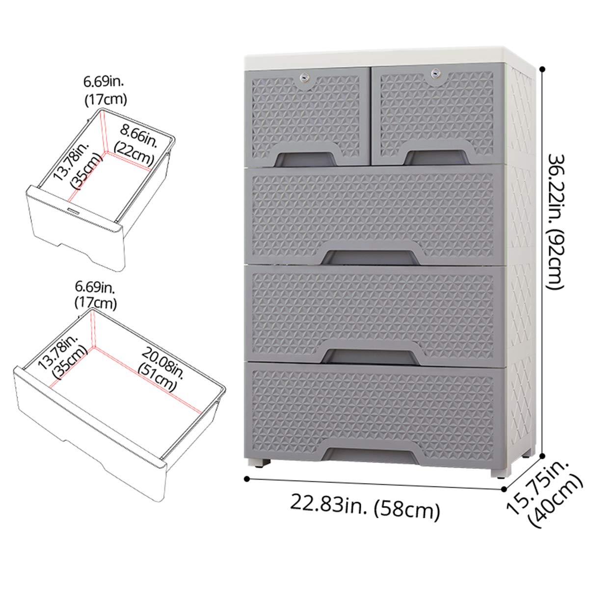 Nafenai Storage Cabinet Drawers Plastic Dresser Closet Drawers