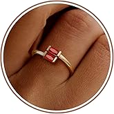 JSJOY Birthstone Rings for Women Dainty Emerald Blue Ring Birthday Gifts for Mom Her Gemstones CZ Ring for Teens Gold Rings That Don't Tarnish Adjustable Ring Jewelry Gifts