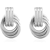 NIXMAX Chunky Small Knot Earrings Gold Silver Geometric Earrings for Women Dainty Gold and Silver Plated Dangle Drop Earrings Hypoallergenic and Lightweight Fashion Trendy Jewelry Gifts