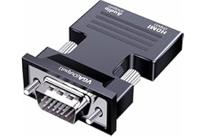 HDMI to VGA Adapter with Audio, SZJUNXIAO HDMI to VGA Adapter with 3.5mm Audio Port Out Portable HDMI Connector 1080P Female 