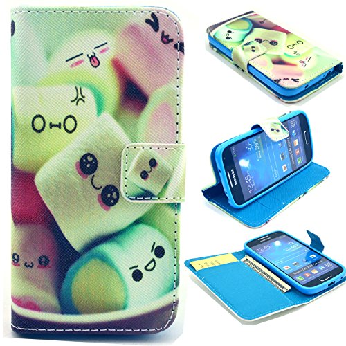 For Samsung Galaxy S4 I9500 Case Cute funny Picture Protective PU Leather Wallet Flip Case Cover Skin -Smile Marshmallow (Package includes: 1 X Screen Protector and Stylus Pen image”Gift_Source”)