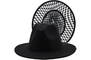 FADACHY Trendy Fedora Hats for Men & Women Wide Brim Felt Hat Dress Panama Hat Two Tone Fedora