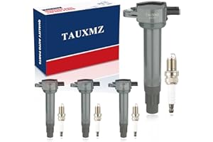 TAUXMZ Ignition Coil Pack UF557 and Iridium Spark Plugs 4503 Replacement for Chrysler Sebring Dodge Caliber Jeep Compass Patriot Avenger Journey 200 2.4L 1.8L 2.0L V4 (Set of 4)
