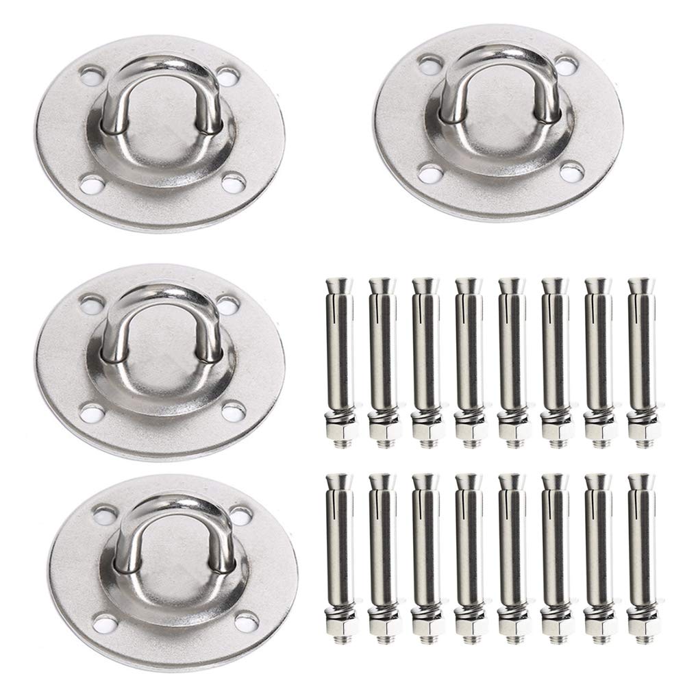 YOFASEN Suspension Ceiling Hooks, Ceiling bracket, Heavy Duty Hammock Hooks for Hanging Swing Chair Yoga Swing Punching Bag, Load Capacity up to 500 KG, Stainless Steel, 1# X 4 Sets