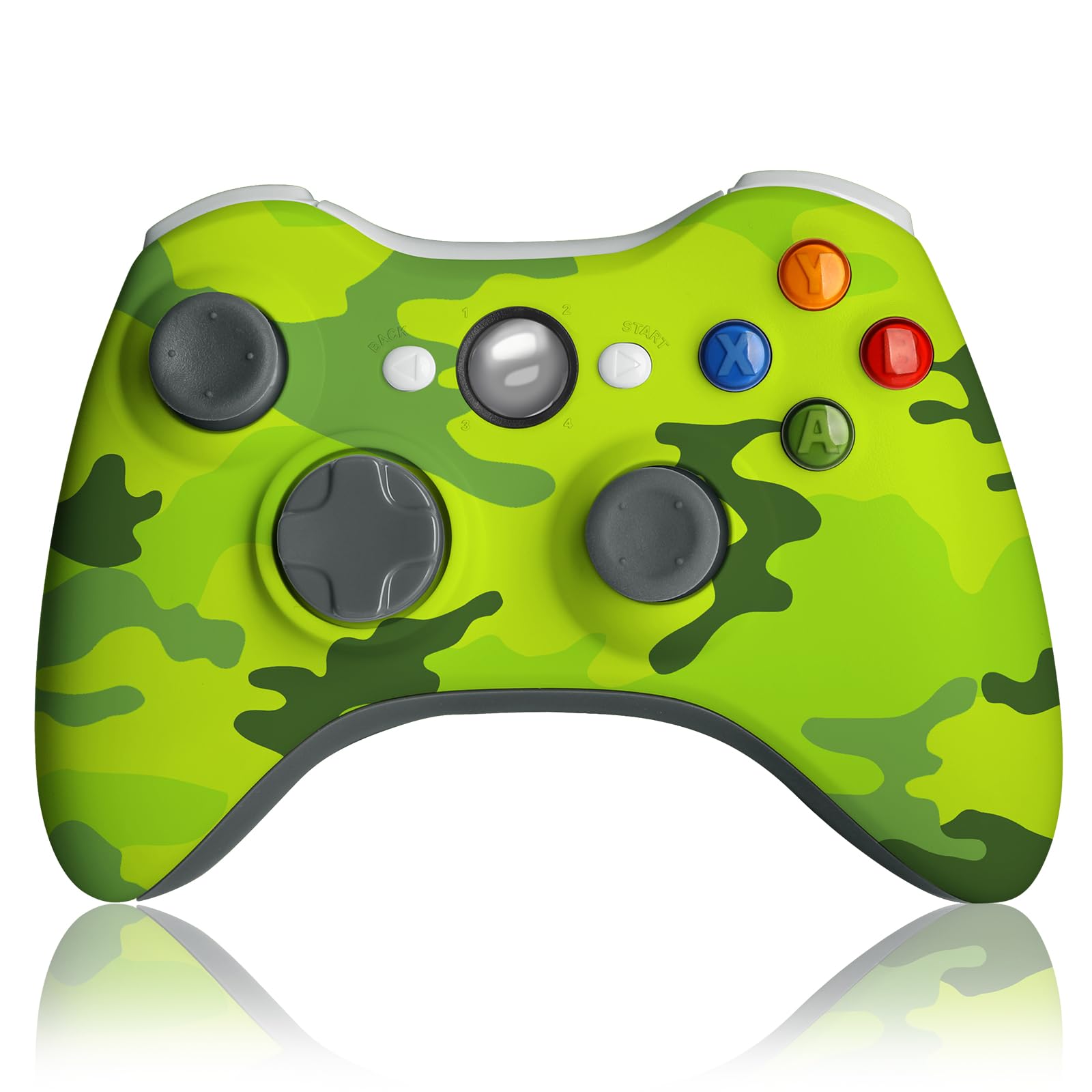 BUERTT Wireless Controller for Xbox 360, 2.4GHZ Game Joystick Controller Gamepad for Xbox 360 & Slim Console and PC Windows 7/8/10,No Audio Jack,Camo Green