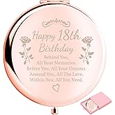 boutikpro Birthday Gifts for Women Makeup Mirror 10th-85th Birthday Gifts for Sister Mom BFF Daughter Grandma Granddaughter - Milestone Birthday Presents 2-in-1 Compact Mirror (18th Birthday)