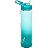 EcoVessel Summit, Insulated Stainless Steel Water Bottle with Straw and Handle Flip Top Lid and Silicone Bottle Bumper – 24 ounces (Green Ombre)