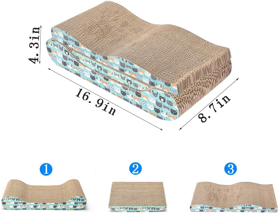 RUMUUKE 3 Packs Cat Scratcher Corrugated Scratch Pad Lounge Sofa Bed Paper Cardboard Cat Scratching Toys, Catnip Included : Pet Supplies