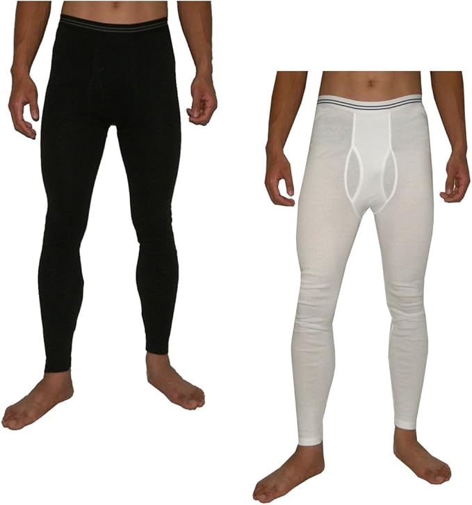 Livergy (Pack of 2) Mens Functional Open Fly Winter Long Johns/Underpants Large Black & White