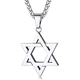 ChainsHouse Magen Star of David Necklace for Men Women, Stainless Steel/18K Gold Plated Hexagram/Dog Tag Pendant Jewish Israel Jewelry