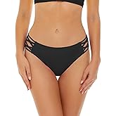 Annbon Strappy Bikini Bottoms for Women Full Coverage Bathing Suit Bottoms Low Raise Swimsuit Bottoms