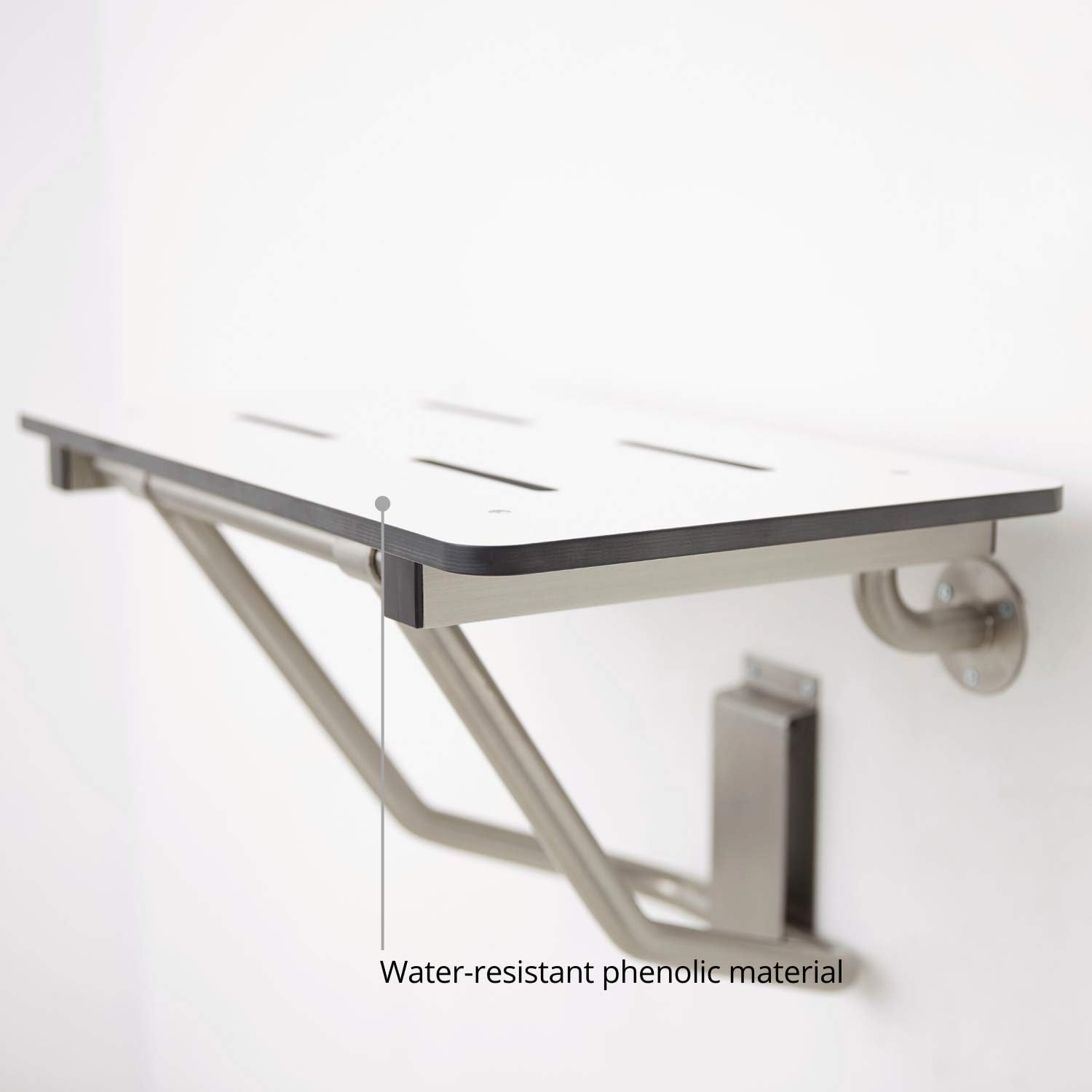 Seachrome Lift-Assist Shower Seat, Yoke-Style Bench, Wall Mount, 18" x 15", Solid White Phenolic: Home Improvement