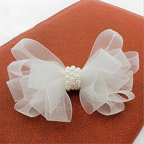 Winwest 2 pcs White Silk With Pearls Bowknot Children Hairpin