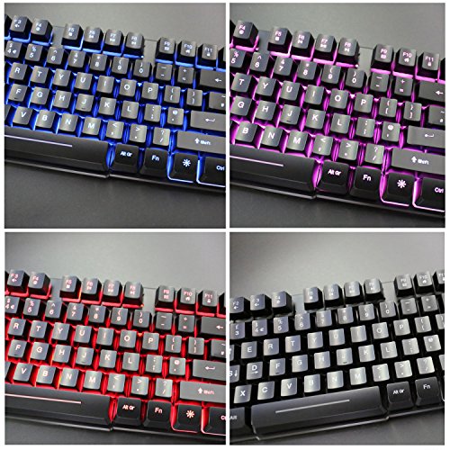 RK100 3 Color LED Backlit Mechanical Feeling Gaming Keyboard Black UK