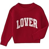 AG AGUU Valentines Sweater for Toddler Baby Girl Boy Lover Letter Embroidery Knit Pullover Tops Holiday Outfits Clothes