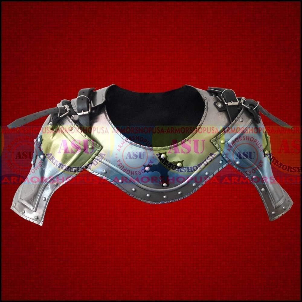 QUALITYMUSICSHOP Medieval Gorget Spaulders Arm & Shoulder Set Viking Crusader Knight Pauldron