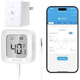 GoveeLife WiFi Refrigerator Thermometer 1-Pack with Gateway &amp; LCD Display | Freezer alarm fridge monitor with app alerts &amp; anti-false, 197ft range, 2-yr data export. For freezer/fish tank/hot tub