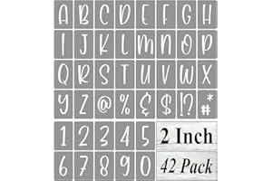 REOLAN 2 Inch Alphabet Letter Stencils for Painting - 42 Pack Letter and Number Stencil Templates with Signs for Painting on Wood, Reusable Letters and Numbers Stencils for Chalkboard Wood Signs & Wall Art