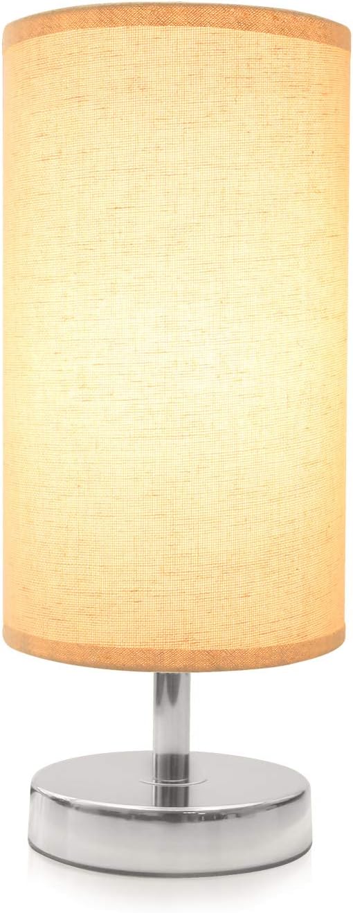 Touch Control Lamp, Aooshine Minimalist Bedside Table & Desk Lamp Modern Accent Lamp Dimmable Touch Sensor Light with Cylinder Lamp Shade Night Light Nightstand Lamp for Bedroom