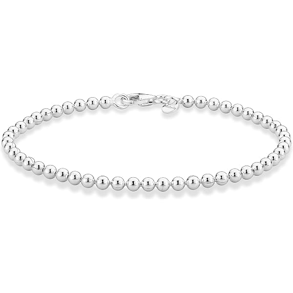thumbnail image 2 of 925 Sterling Silver 4-6mm Bead Ball Chain Bracelet – Women’s Solid Lobster Clasp, Handmade 2 of 5