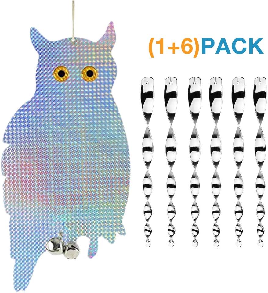 Aoteman Owl Bird Repellent, Bird Blinder Repellent Wind Twisting Scare Rods（7 Pack）