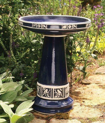 In the Garden and More Replacement Birdbath Bowl Top for Cobalt Blue High Gloss Glazed Ceramic Birdbath