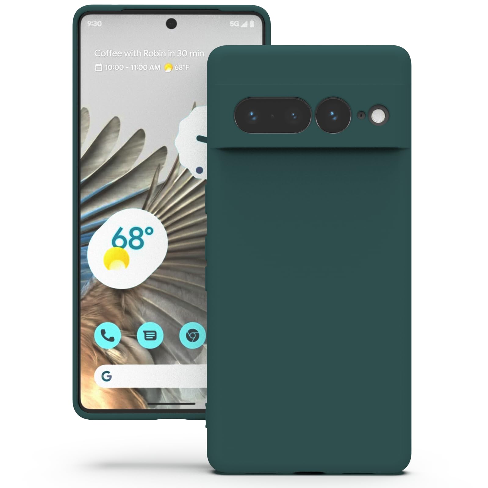 YATWIN Silicone Case for Google Pixel 6 Pro 5G, Soft-Touch, Shockproof, DustProof, Antiskid Full Body Armour Phone Cover for Google Pixel 6 Pro 5G - Dark Green โ image 1