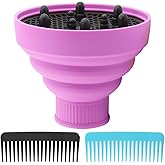 Universal Foldable Hair Dryer Diffuser, Travel Hair Dryer Diffuser Attachment with Comb, Portable Hairs Diffusers Blow Dryers Attachment for Natural Thick Hairs(Color:Purple)