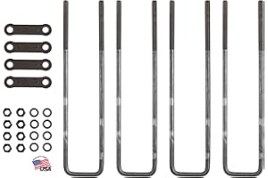 BUYERS PRODUCTS COMPANY Buyers Products UB623520 20" Square Bend U-Bolt Kit, 4 Complete U Bolt Kits, 5/8" Bolt, 1/2" x 4 1/4" Tie Bars, Grade 5 Equivalent Hardware