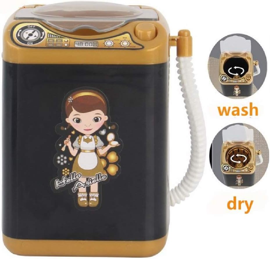 Tiktok Toy Mini Electric Washing Machine Dollhouse Very Useful Washing Brushes (Black)