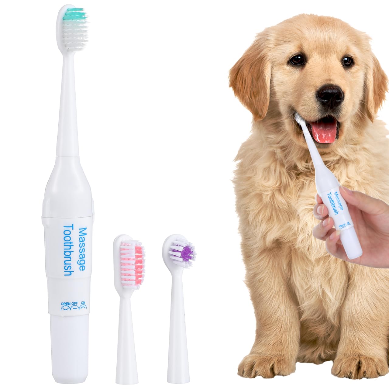 Toothbrush for Dogs-Professional Electric Dog Tooth Brush for Small Medium Large Dogs and Cats(1PC Without Battery)
