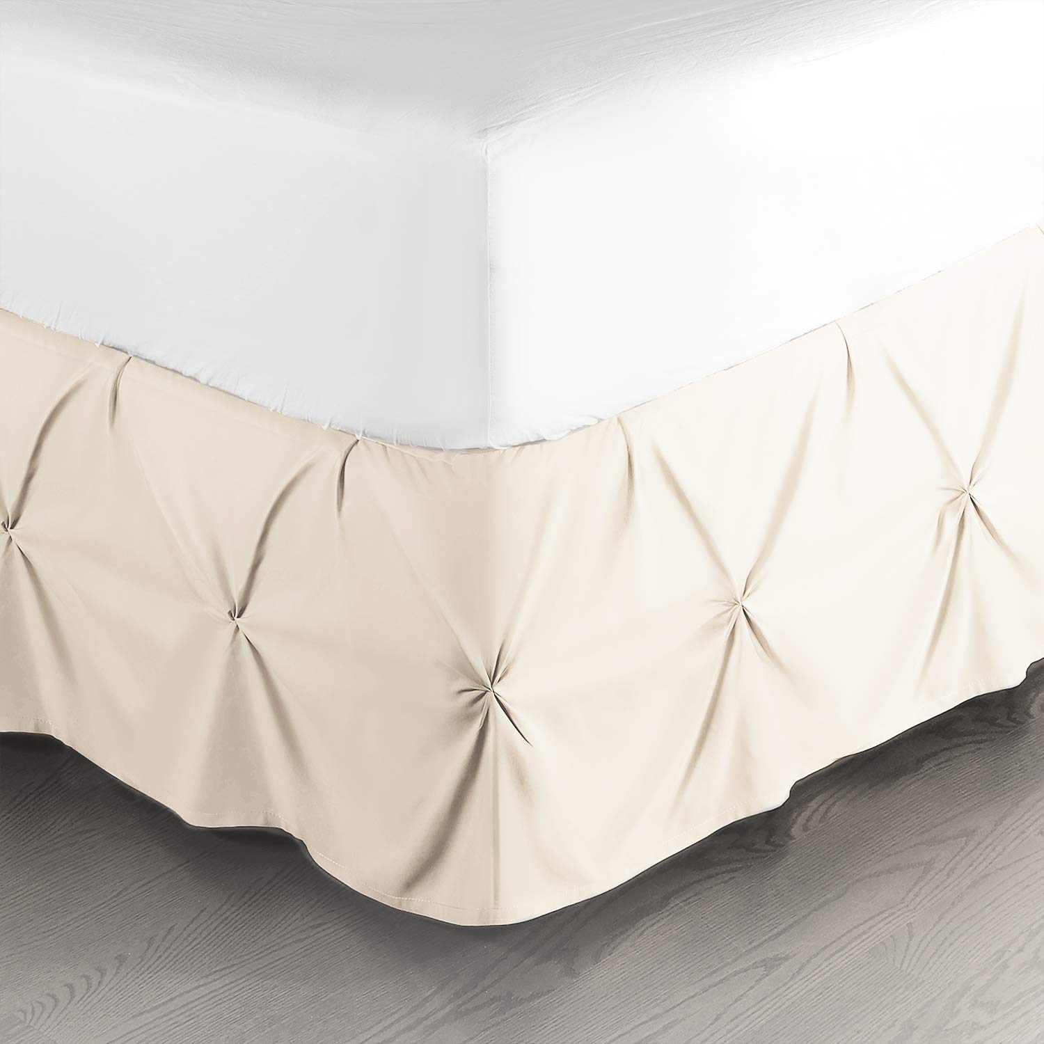 Nestl Beige Cream Bed Skirt Twin Size, Pinch Pleat