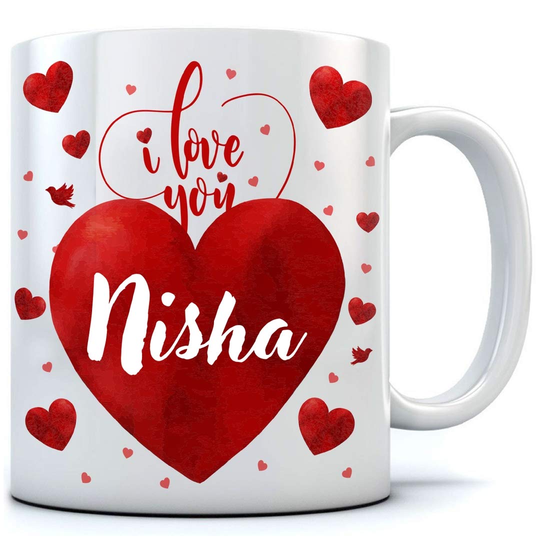 Buy Ramposh Ceramic Love You Nisha Personalized Coffee Mug Multicolour 350 Ml Online At Low Prices In India Amazon In