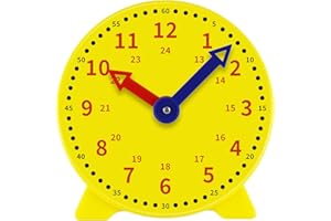DAXSMY Teaching Clock 5 Inch, Kids Learning to Tell Time, Student Classroom, Homeschool, and Back to School Gift, Develops Early Math Skills, Ages 5+, Yellow