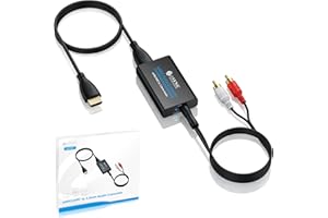 eSynic 7 FT Long eARC/ARC Audio Extractor-Plug & Play-Only Work For HDTV ARC/eARC Interface-192KHZ ARC to RCA&3.5MM Aux Adapter From HDTV to 3.5MM Headphone&L/R Stereo Audio System-No Optical Soundbar