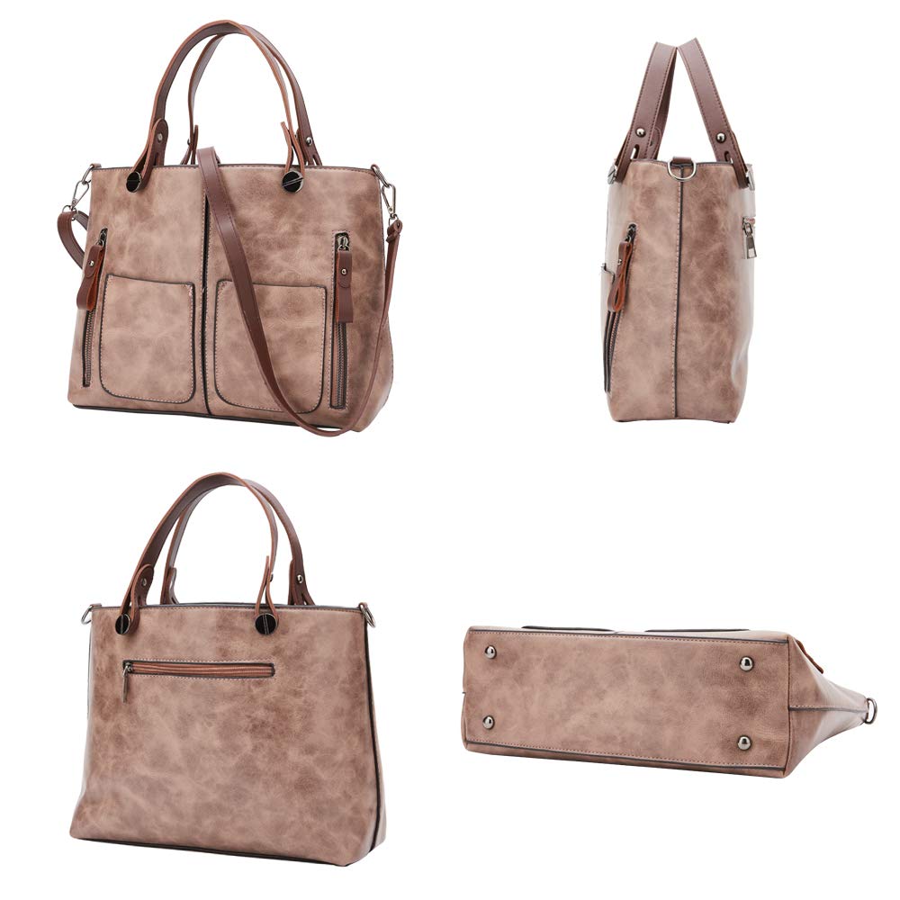 Women Bag Stylish Top-Handle Handbags Lady Fashion Big Purse Shoulder Crossbody Bags (Pink)