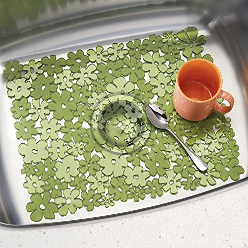 InterDesign Blumz Kitchen Sink Protector Mat Large, Green New eBay