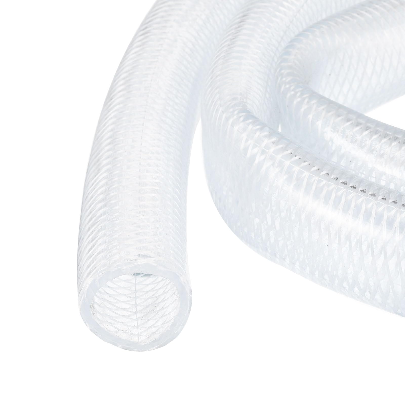 Rebower 10ft 25.4x31.8mm Braided Clear Plastic PVC Tubing High Pressure Flexible Reinforced Vinyl Tube, [for Garden Irrigation, Water Hose, Fish Tank, Water Transfer] - 1" x 1 1/4"