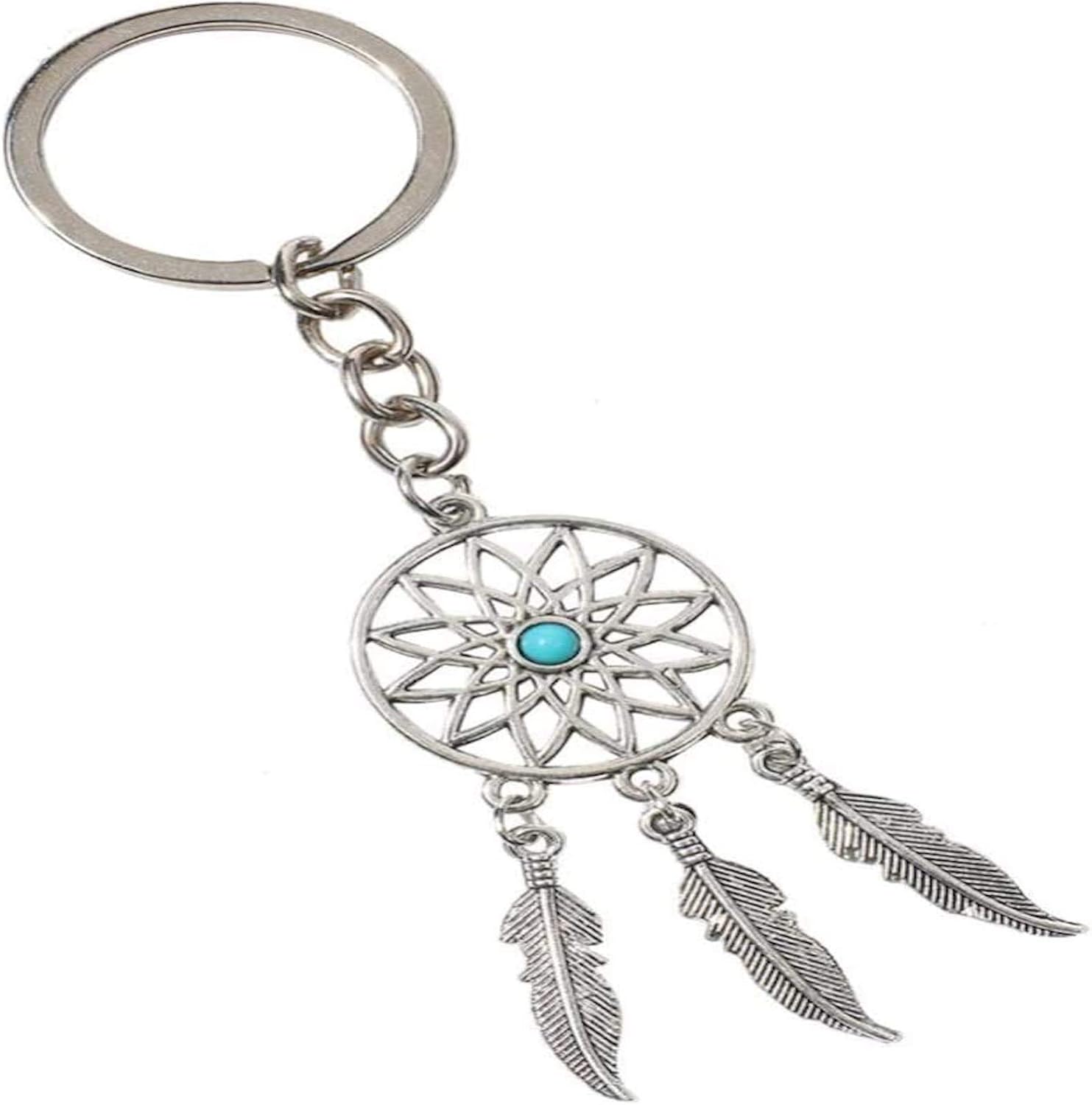 2 Pcs Catcher Keychain Handmade Feather Key Ring, Exquisite