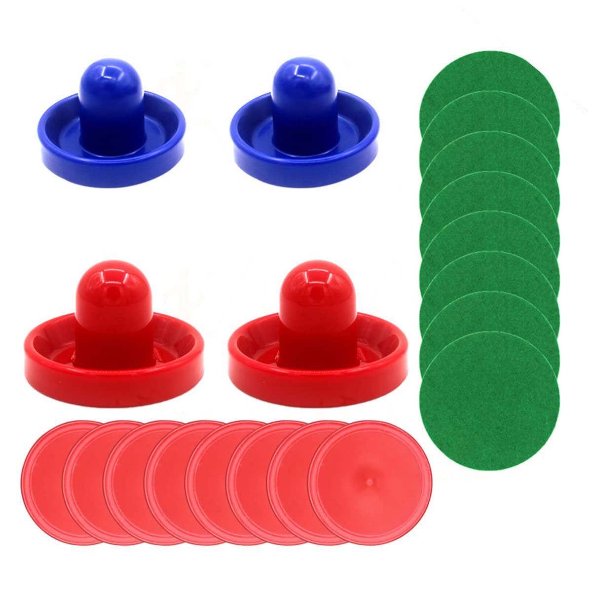 Tiardey 4Pcs 96mm Air Hockey Pushers Air Hockey Ball Table Mallet Goalies with 8Pcs Pucks,Red+Blue
