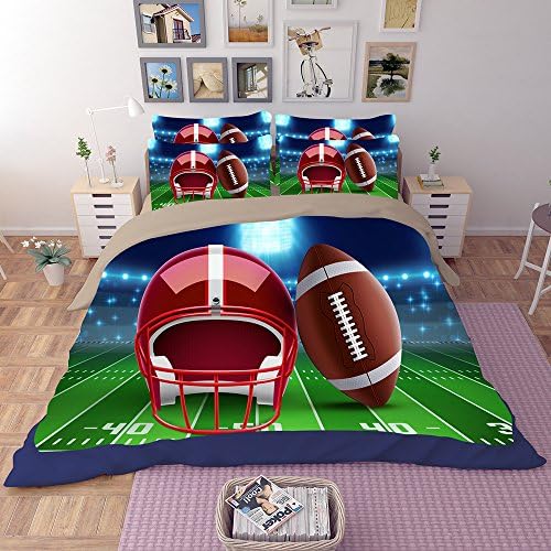 Fantastic American Football Microfiber 3pc 80"x90" Bedding Quilt Duvet Cover Sets 2 Pillow Cases Full Size