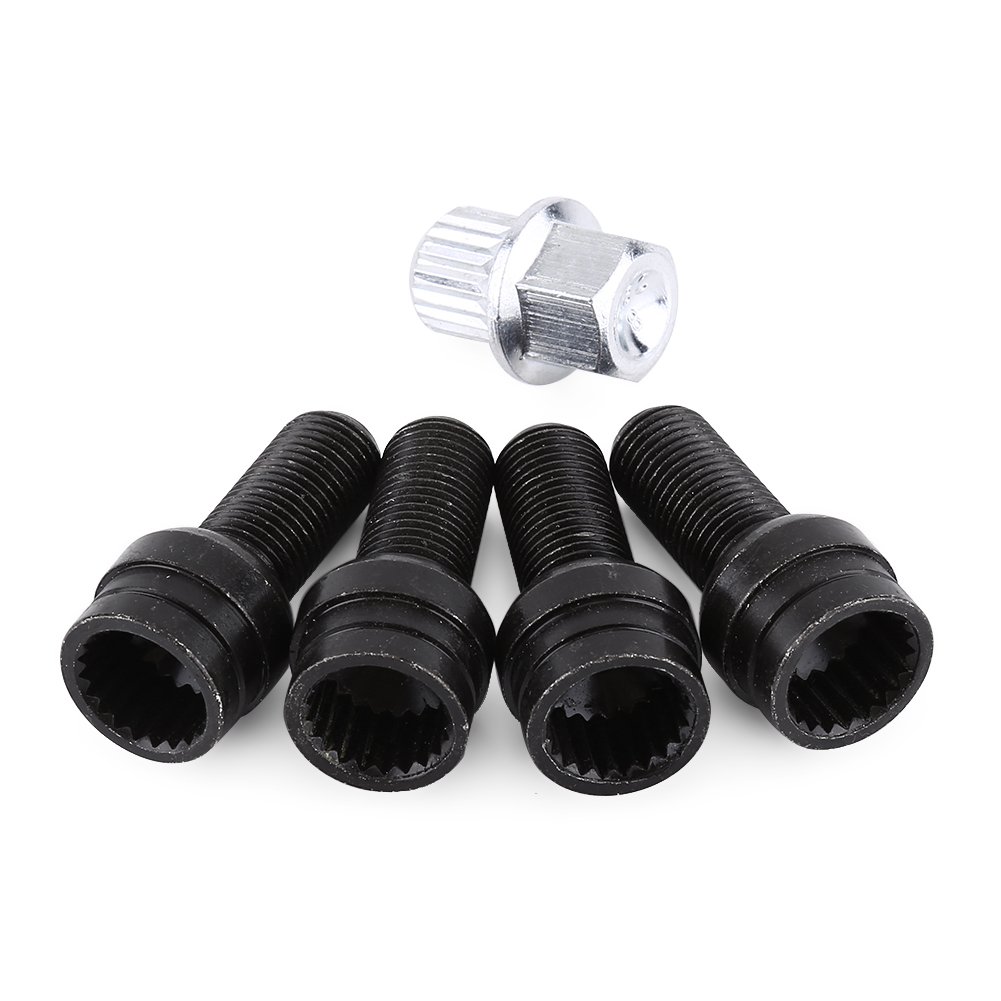 Wheel Bolt Lock Anti-theft Screw Lug Nut Bolt Set Locking Wheel Nut Set 4+1 M14*1.5MM Black