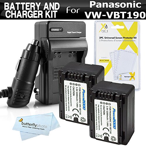2 Pack Battery And Charger Kit For Panasonic HC-V770K, HC-WXF991K, HC-W580K, HC-VX981K, HC-V180K, HC-V380K, HC-VX870K, HC-W570K Camcorder Includes 2 Replacement VW-VBT190 Batteries + Ac/Dc Charger ++ 2 Pack Battery And Charger Kit For Panasonic HC-V770K, HC-WXF991K, HC-W580K, HC-VX981K, HC-V180K, HC-V380K, HC-VX870K, HC-W570K Camcorder Includes 2 Replacement VW-VBT190 Batteries + Ac/Dc Charger ++