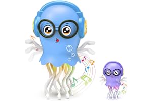 YsyYey Dancing Crawling Jellyfish Toy with Music & Light, Interactive Baby Tummy Time Toy, Sensory Crawling Partner for Toddl