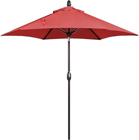 Amazon Com Sorara 9ft Patio Umbrella Outdoor Umbrella Patio Market Table Umbrella With Push Button Tilt Crank Umbrella Cover For Garden Lawn Deck Backyard Pool Red Garden