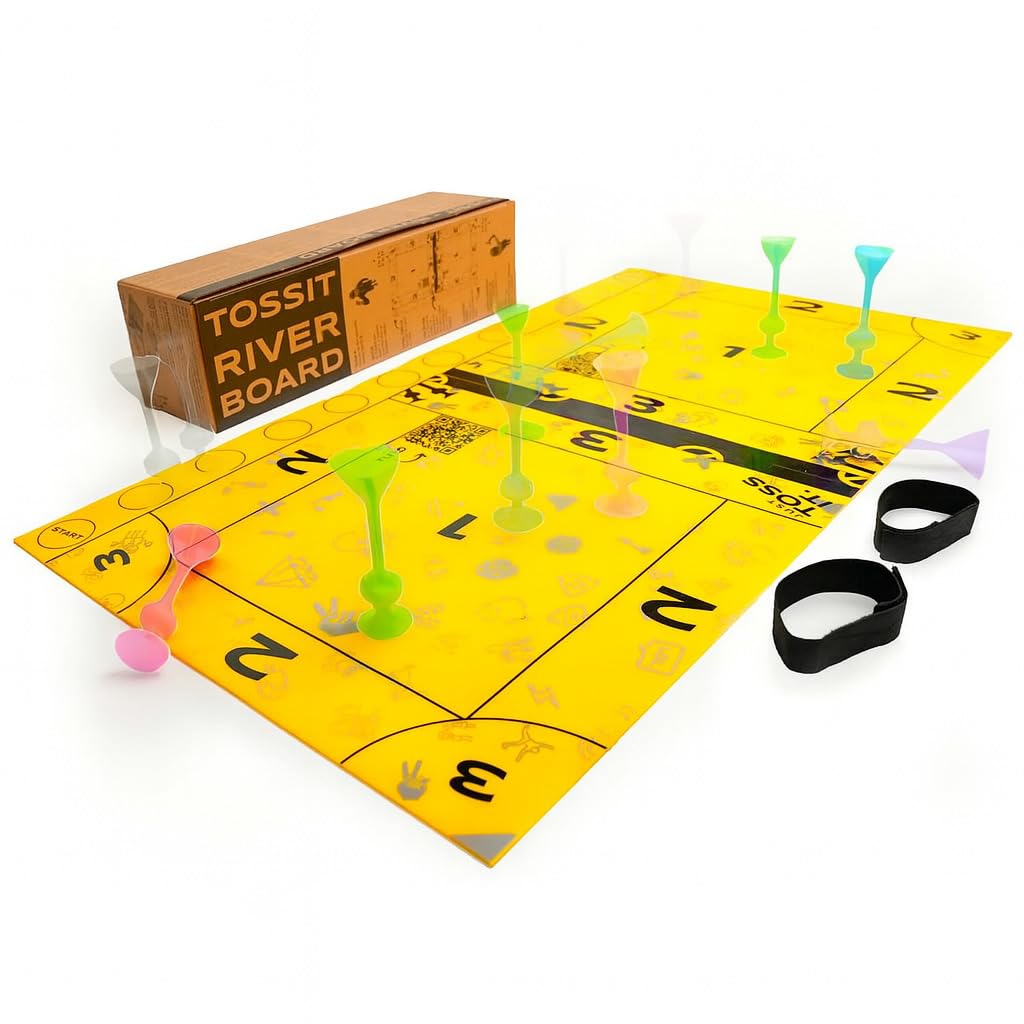 TOSSIT Board, Dart Game Indoor Outdoor Petanque, Silicone, Multiple Game Modes, Fun with Friends and Family, Portable and Rollable, River Version